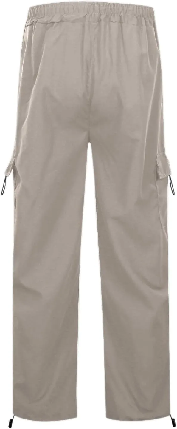 Wide Leg Parachute Pants Woman Baggy Elastic Waist Summer Cargo Pants Lightweight Y2K Trendy Trousers with Pockets