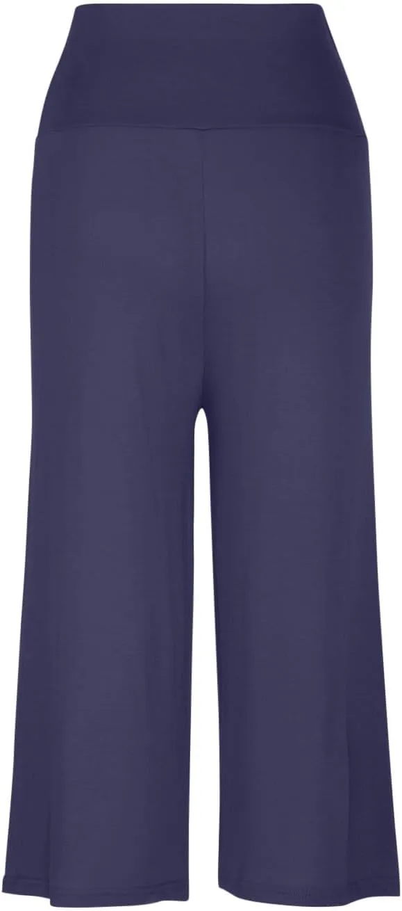Wide Leg Yoga Capris for Women Casual Loose Soft Cropped Lounge Pant Trousers High Waist Flowy Yoga Pants
