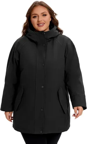 WINDMILL Womens Plus Size Softshell Jacket, Warm Windbreaker Coat with Hood (1X-6X)