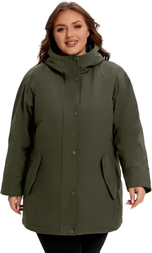 WINDMILL Womens Plus Size Softshell Jacket, Warm Windbreaker Coat with Hood (1X-6X)