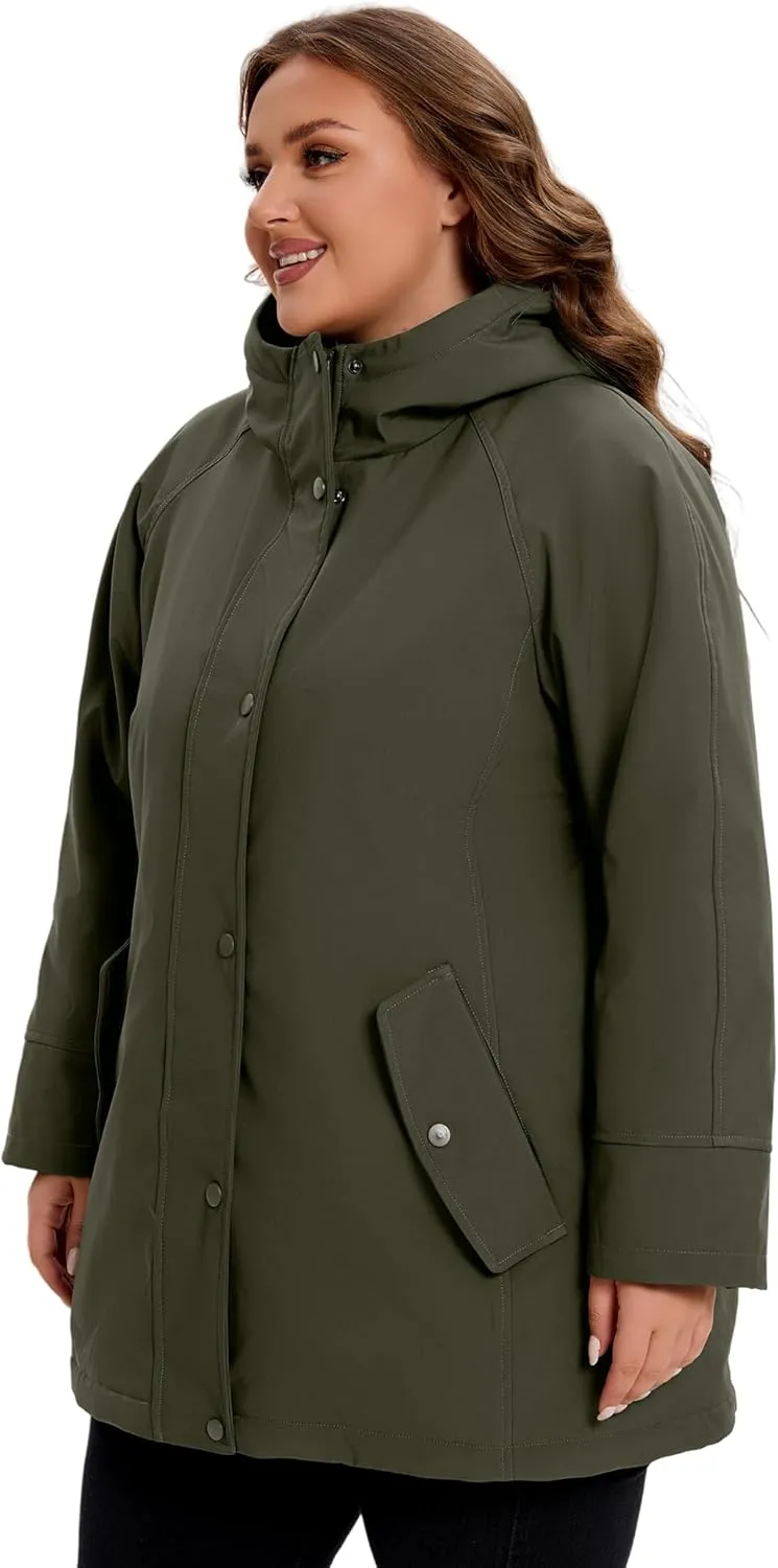 WINDMILL Womens Plus Size Softshell Jacket, Warm Windbreaker Coat with Hood (1X-6X)