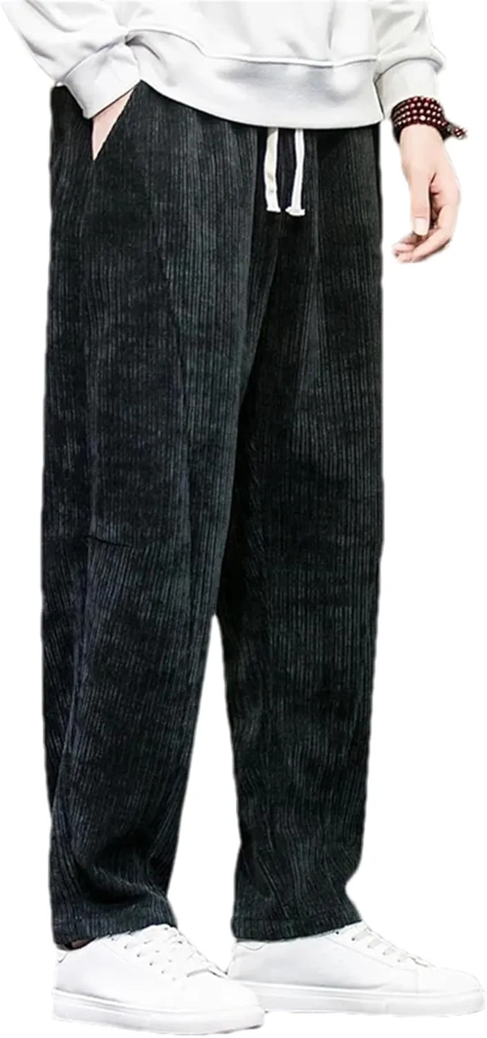 Winter Thickened Corduroy Trousers Buckle Casual Pants Men's Wind Retro Pocket Outdoor Harem Pants