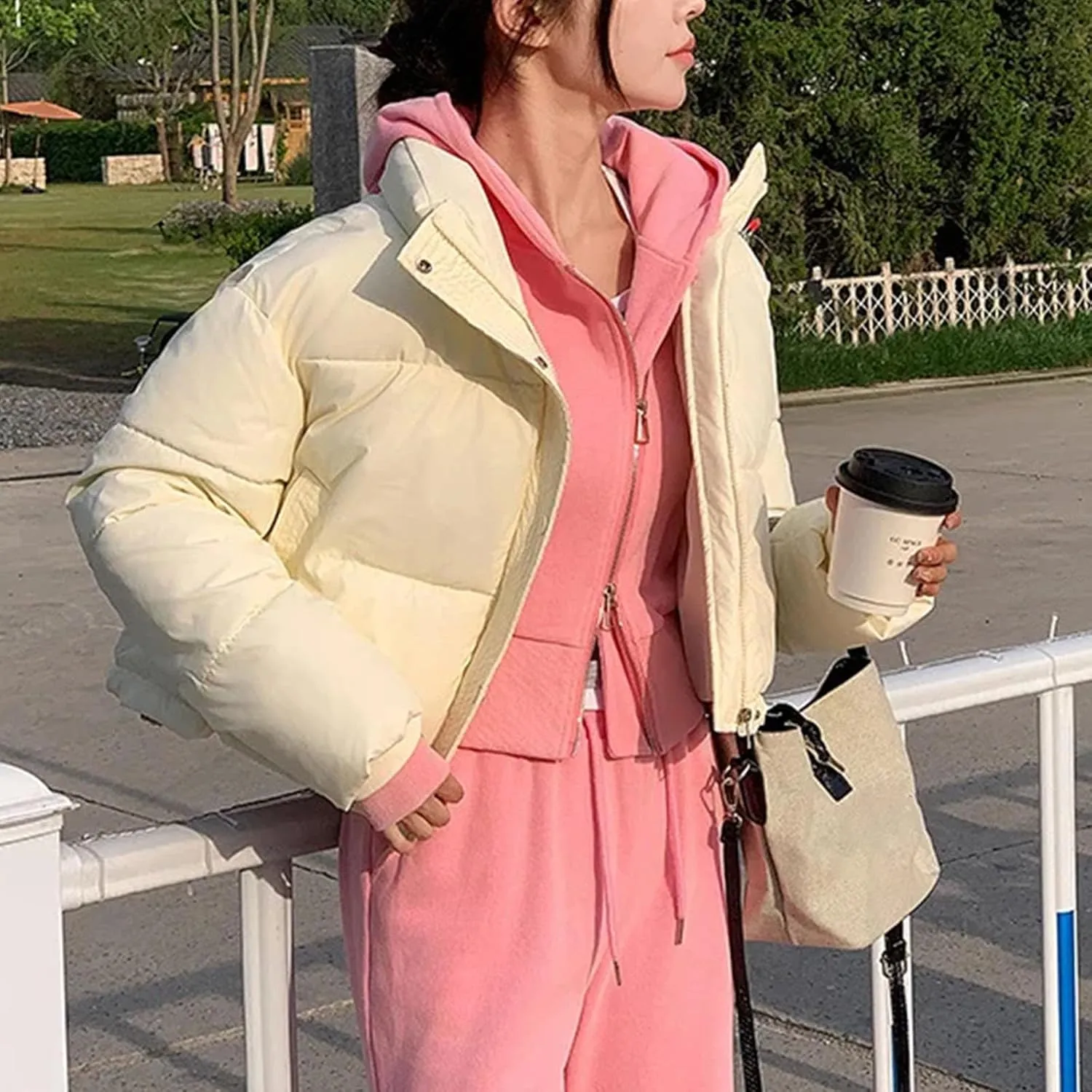 Winter Women Cropped Jackets Parkas Warm Stand Collar Cold Coat Zipper Puffer Jacket Cotton-padded Jacket