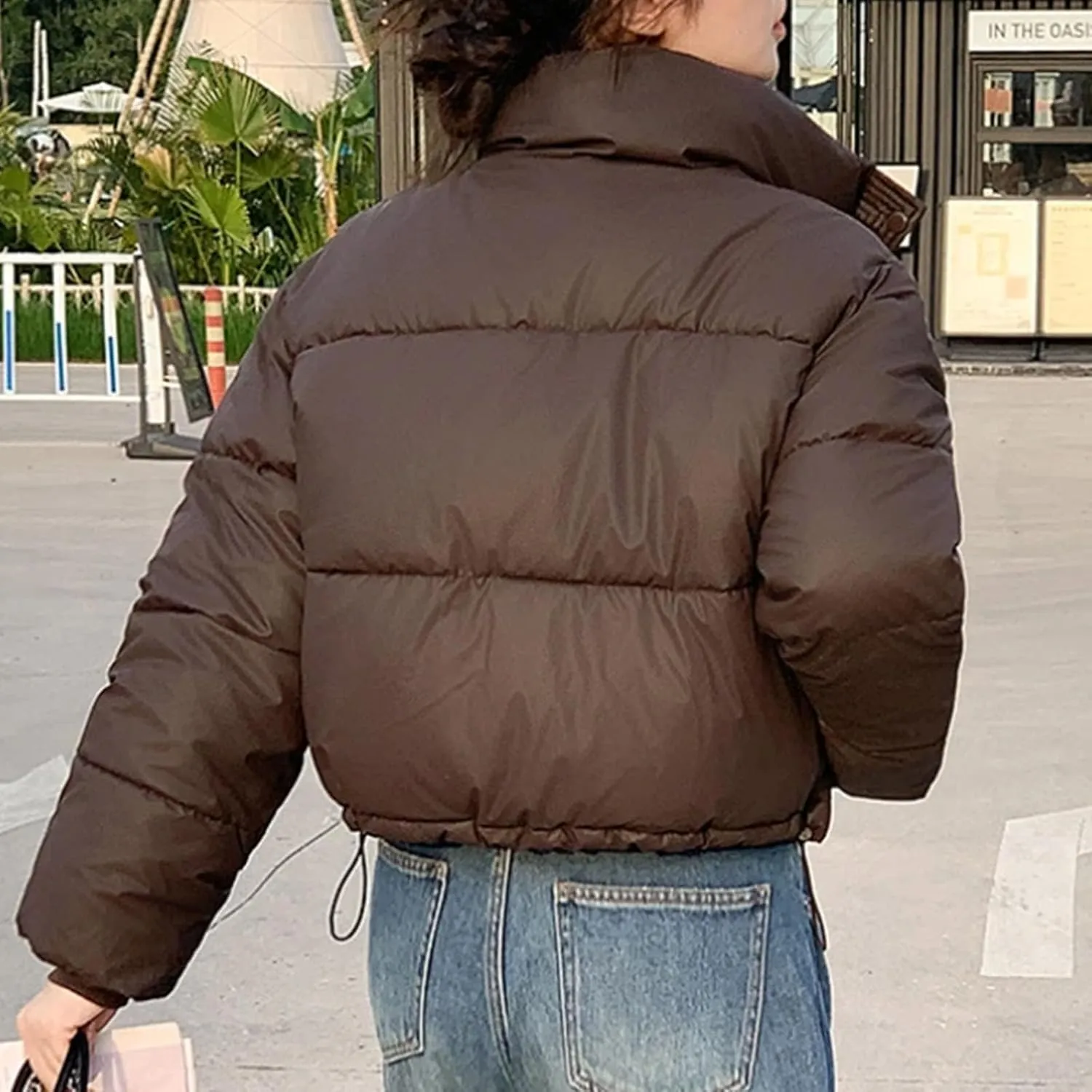 Winter Women Cropped Jackets Parkas Warm Stand Collar Cold Coat Zipper Puffer Jacket Cotton-padded Jacket