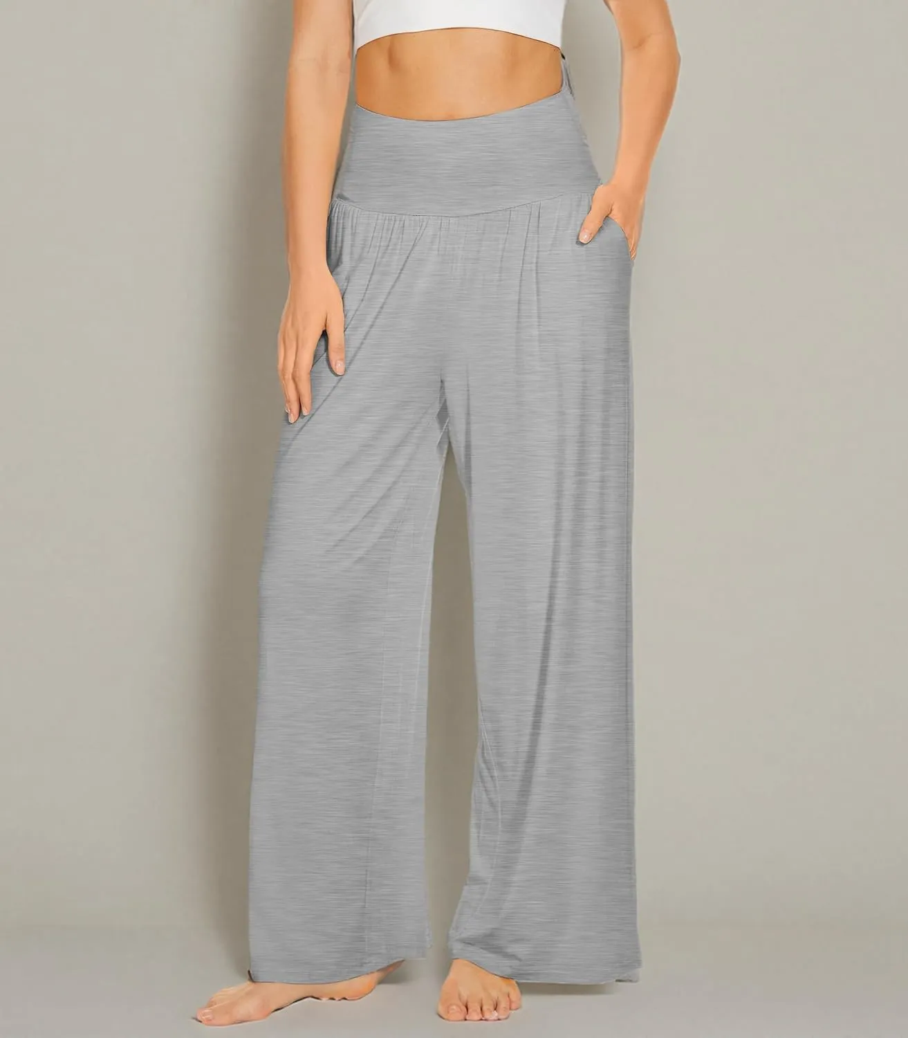 WiWi Pajama Pants for Women Soft Wide Leg Palazzo Lounge Sweatpants Loose Yoga Bottoms-Viscose from Bamboo S-XXL