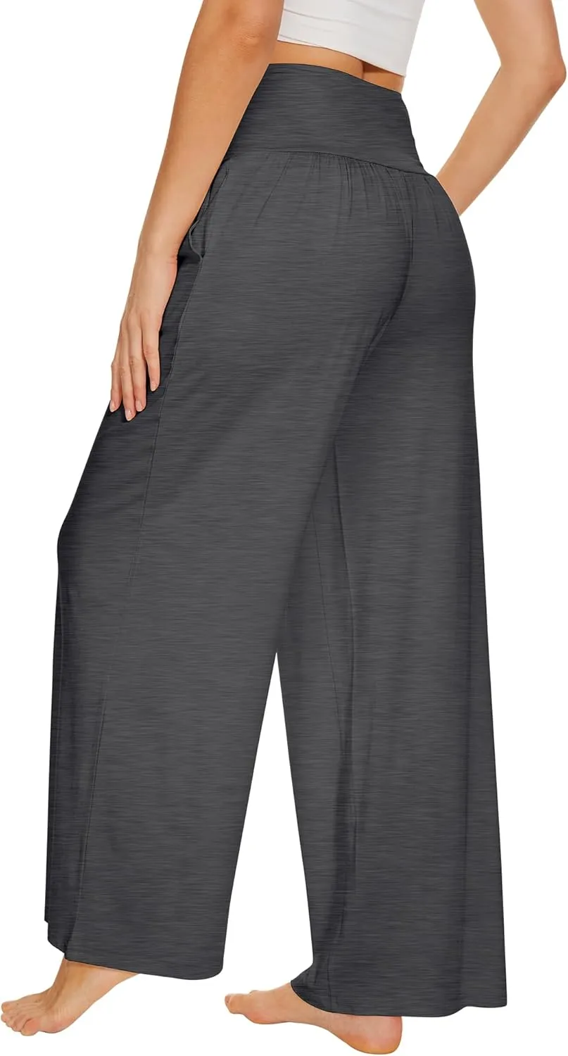 WiWi Pajama Pants for Women Soft Wide Leg Palazzo Lounge Sweatpants Loose Yoga Bottoms-Viscose from Bamboo S-XXL