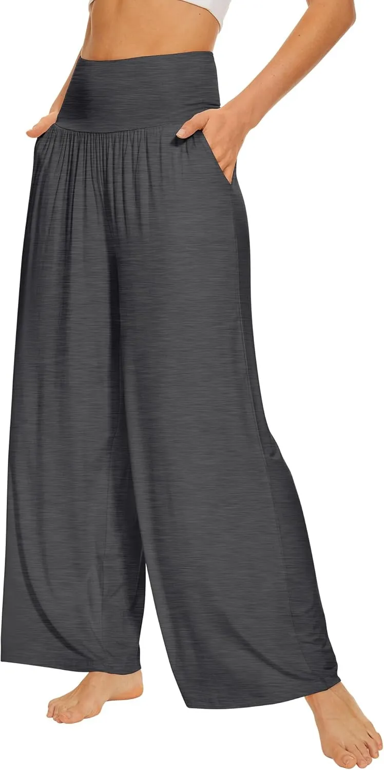 WiWi Pajama Pants for Women Soft Wide Leg Palazzo Lounge Sweatpants Loose Yoga Bottoms-Viscose from Bamboo S-XXL