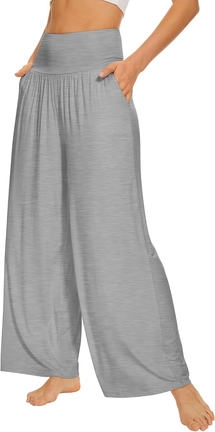 WiWi Pajama Pants for Women Soft Wide Leg Palazzo Lounge Sweatpants Loose Yoga Bottoms-Viscose from Bamboo S-XXL