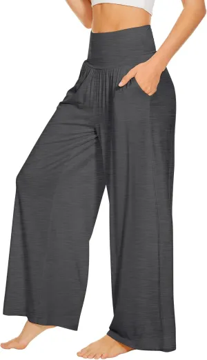 WiWi Pajama Pants for Women Soft Wide Leg Palazzo Lounge Sweatpants Loose Yoga Bottoms-Viscose from Bamboo S-XXL