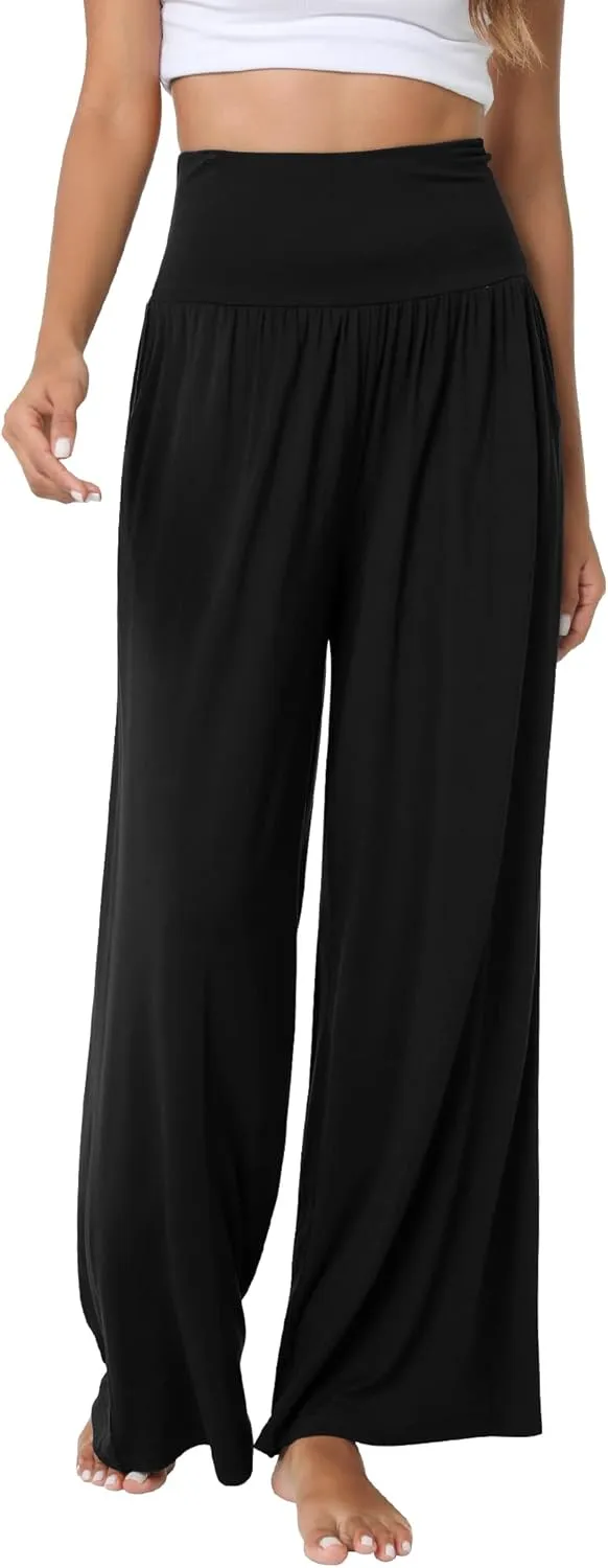 WiWi Pajama Pants for Women Soft Wide Leg Palazzo Lounge Sweatpants Loose Yoga Bottoms-Viscose from Bamboo S-XXL