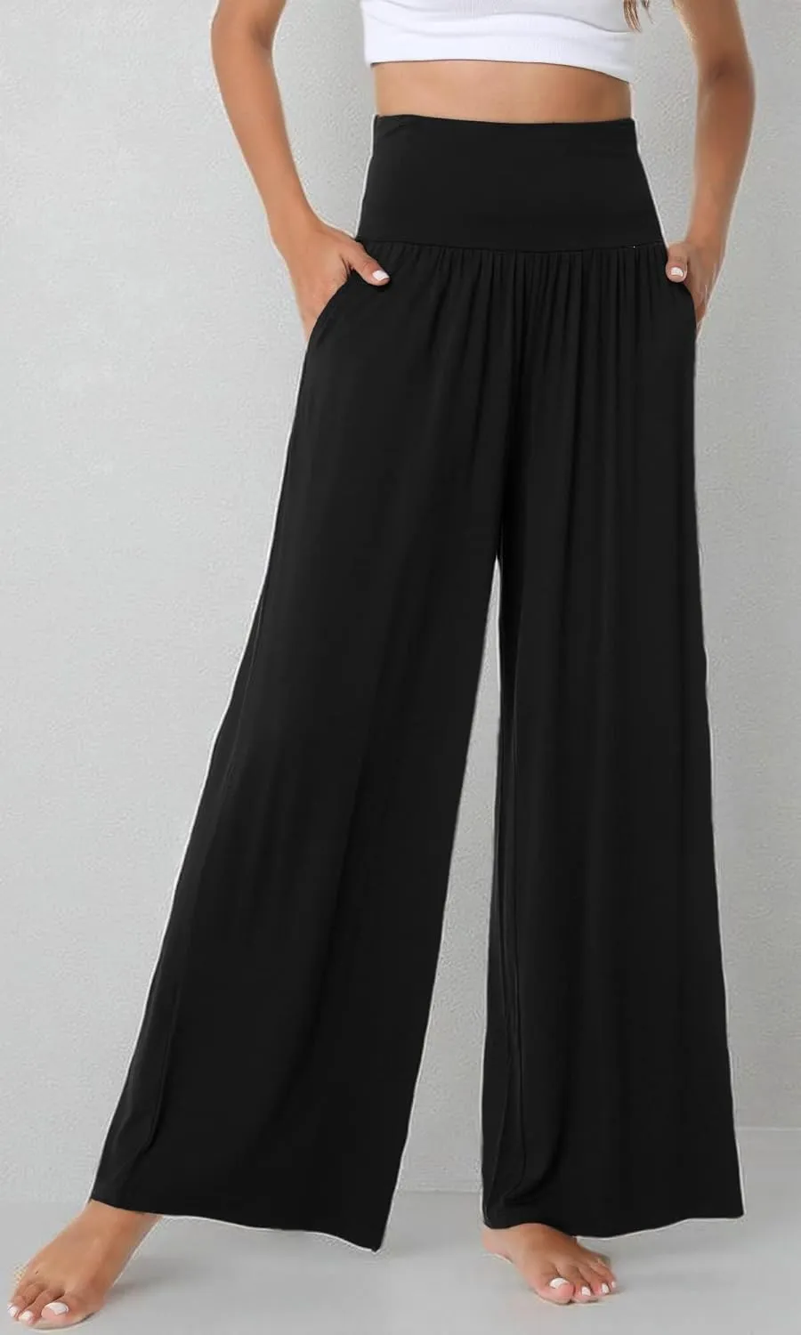 WiWi Pajama Pants for Women Soft Wide Leg Palazzo Lounge Sweatpants Loose Yoga Bottoms-Viscose from Bamboo S-XXL