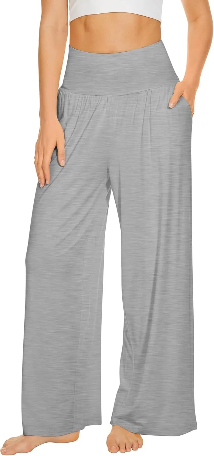WiWi Pajama Pants for Women Soft Wide Leg Palazzo Lounge Sweatpants Loose Yoga Bottoms-Viscose from Bamboo S-XXL