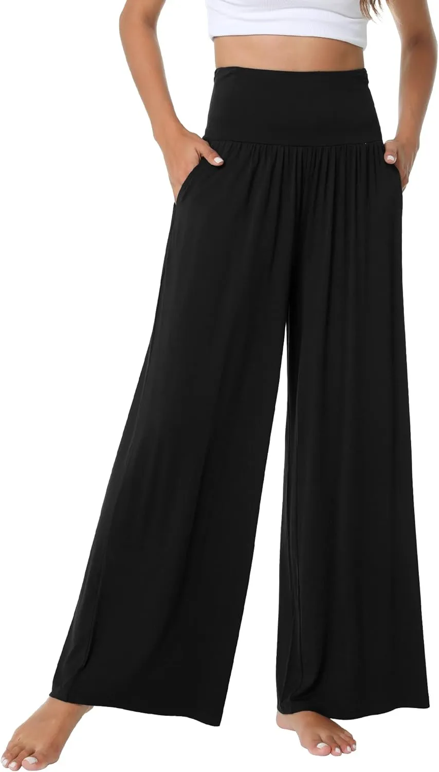 WiWi Pajama Pants for Women Soft Wide Leg Palazzo Lounge Sweatpants Loose Yoga Bottoms-Viscose from Bamboo S-XXL