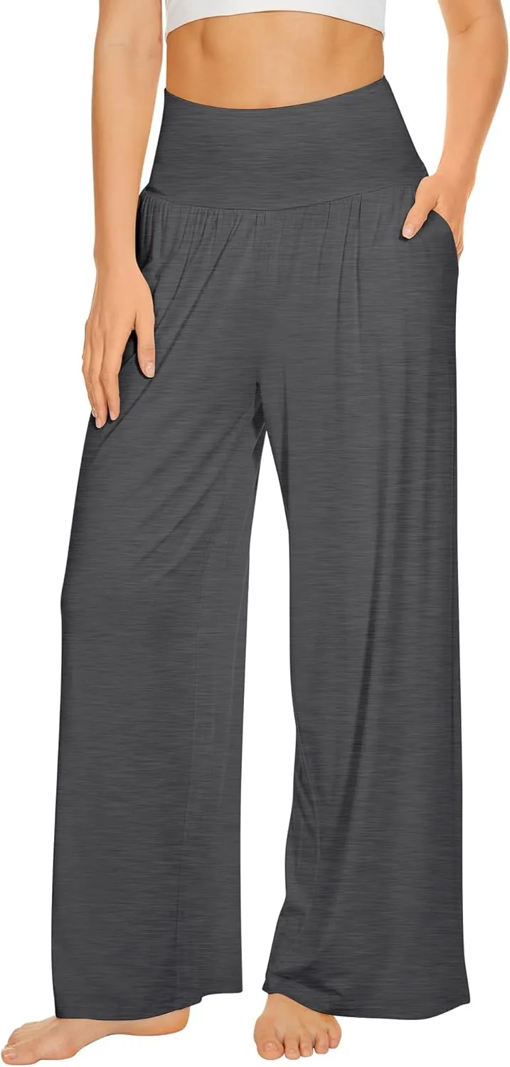 WiWi Pajama Pants for Women Soft Wide Leg Palazzo Lounge Sweatpants Loose Yoga Bottoms-Viscose from Bamboo S-XXL