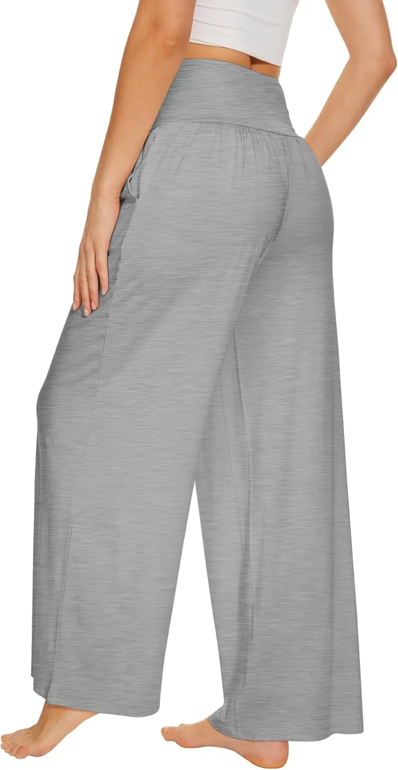 WiWi Pajama Pants for Women Soft Wide Leg Palazzo Lounge Sweatpants Loose Yoga Bottoms-Viscose from Bamboo S-XXL