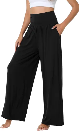 WiWi Pajama Pants for Women Soft Wide Leg Palazzo Lounge Sweatpants Loose Yoga Bottoms-Viscose from Bamboo S-XXL