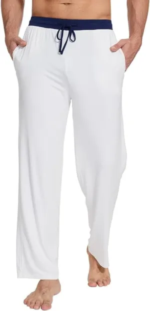 WiWi Viscose from Bamboo Mens Pajama Pants Soft Lounge Bottoms Sweatpants Sleep Pant Drawstring with Pockets S-XXL