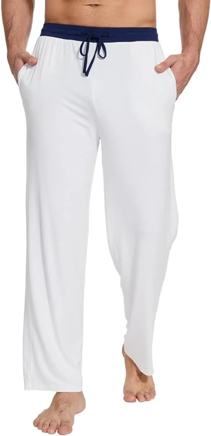 WiWi Viscose from Bamboo Mens Pajama Pants Soft Lounge Bottoms Sweatpants Sleep Pant Drawstring with Pockets S-XXL