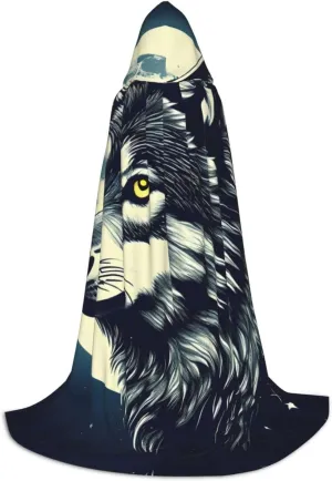 Wolf Night Moon Hooded Cloak Coat Winter Warm Long Cloak Cosplay Costumes Outerwear Carnivals Hoodies Capes