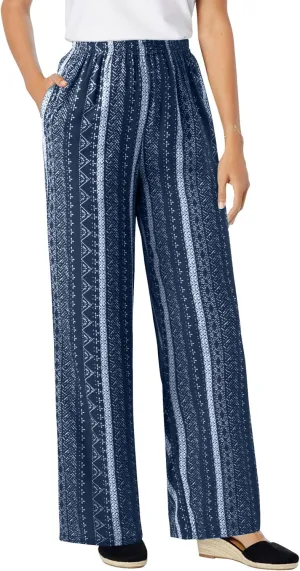 Woman Within Plus Size Tall Pull-On Elastic Waist Soft Pants