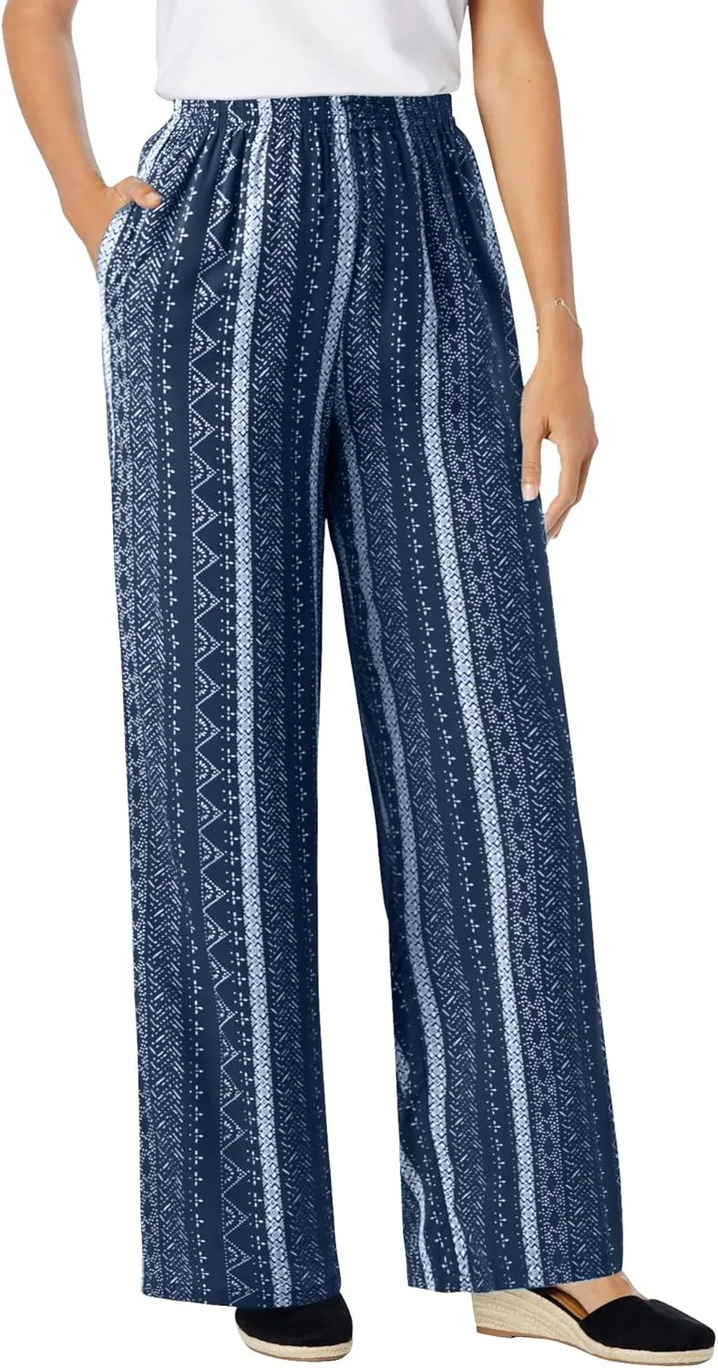 Woman Within Plus Size Tall Pull-On Elastic Waist Soft Pants