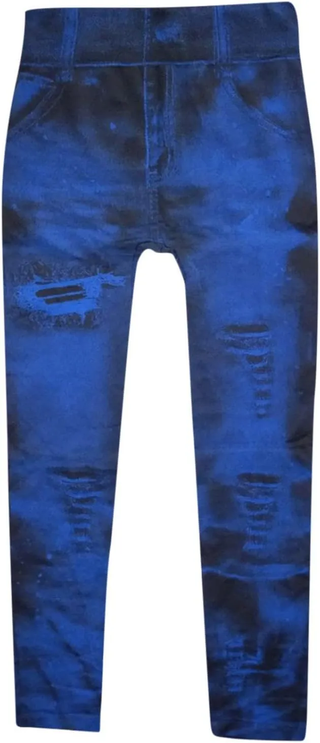 Women Denim Print Leggings Elastic High Waist Soft Yoga Pants Fake Jeans Seamless Gym Pant Butt Lifting Trousers