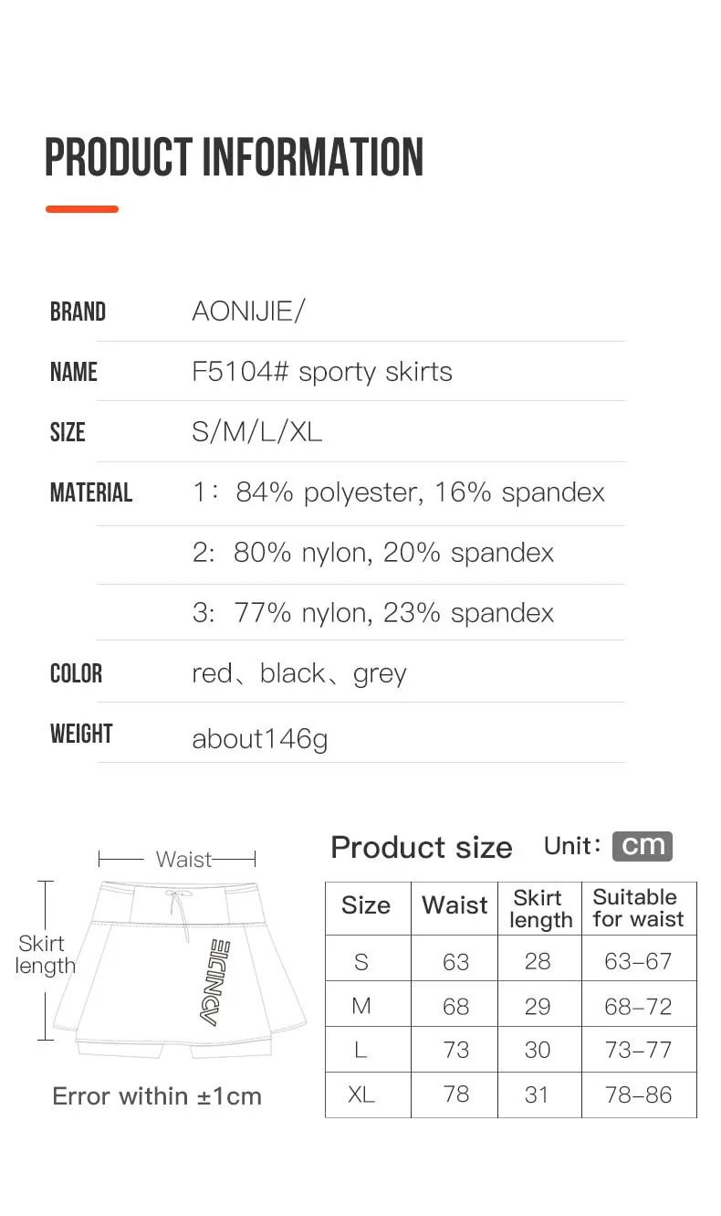 Women Female Quick Dry Sports Skirt - With Lining -  Invisible Pocket For Running