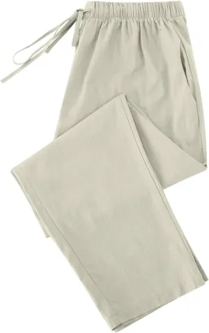 Women Linen Pants Summer 2025 Drawstring Elastic Waist Soft Comfy Cropped Pants Solid Color Wide Leg Palazzo Trousers