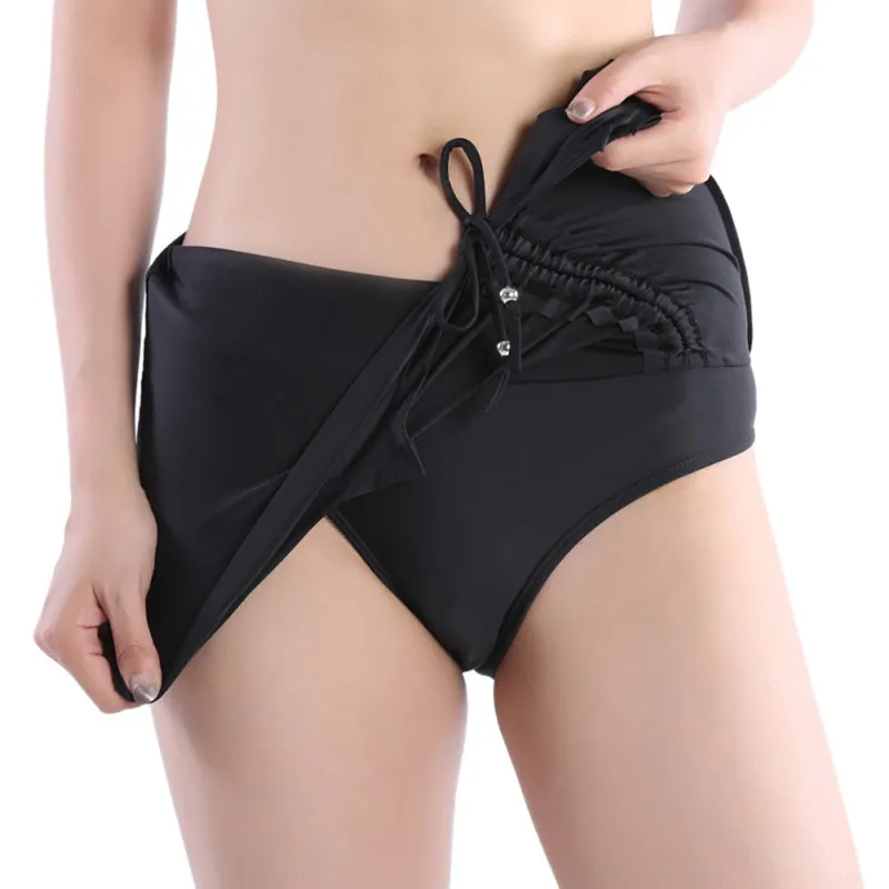 Women Quick-Dry Swim Skirts / Safety Beachwear with Drawstring Beads