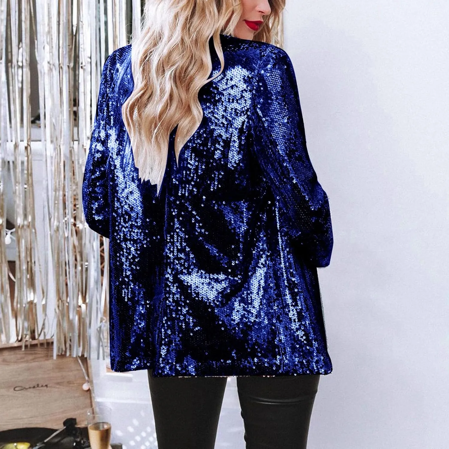 Women Sequins Sequin Casual Long Sleeve Glitter Party Shiny Lapel Coat Rave Outerwear Womens Snow Jackets