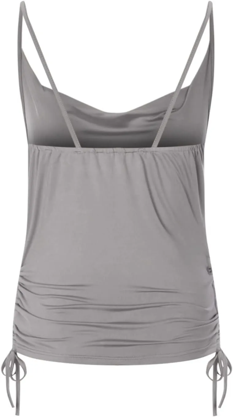 Women Spaghetti Strap Sleeveless Camisole Side Drawstring Ruched Tank Top Cowl Neck Cami Top Y2K Going Out Crop Top