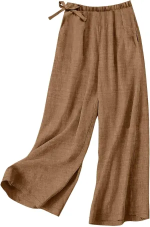 Women Stretchy Waist Wide Leg Pants Elastic Waist Trousers for Everyday Wear All-Day Wear Loose Lounge Pant for Work