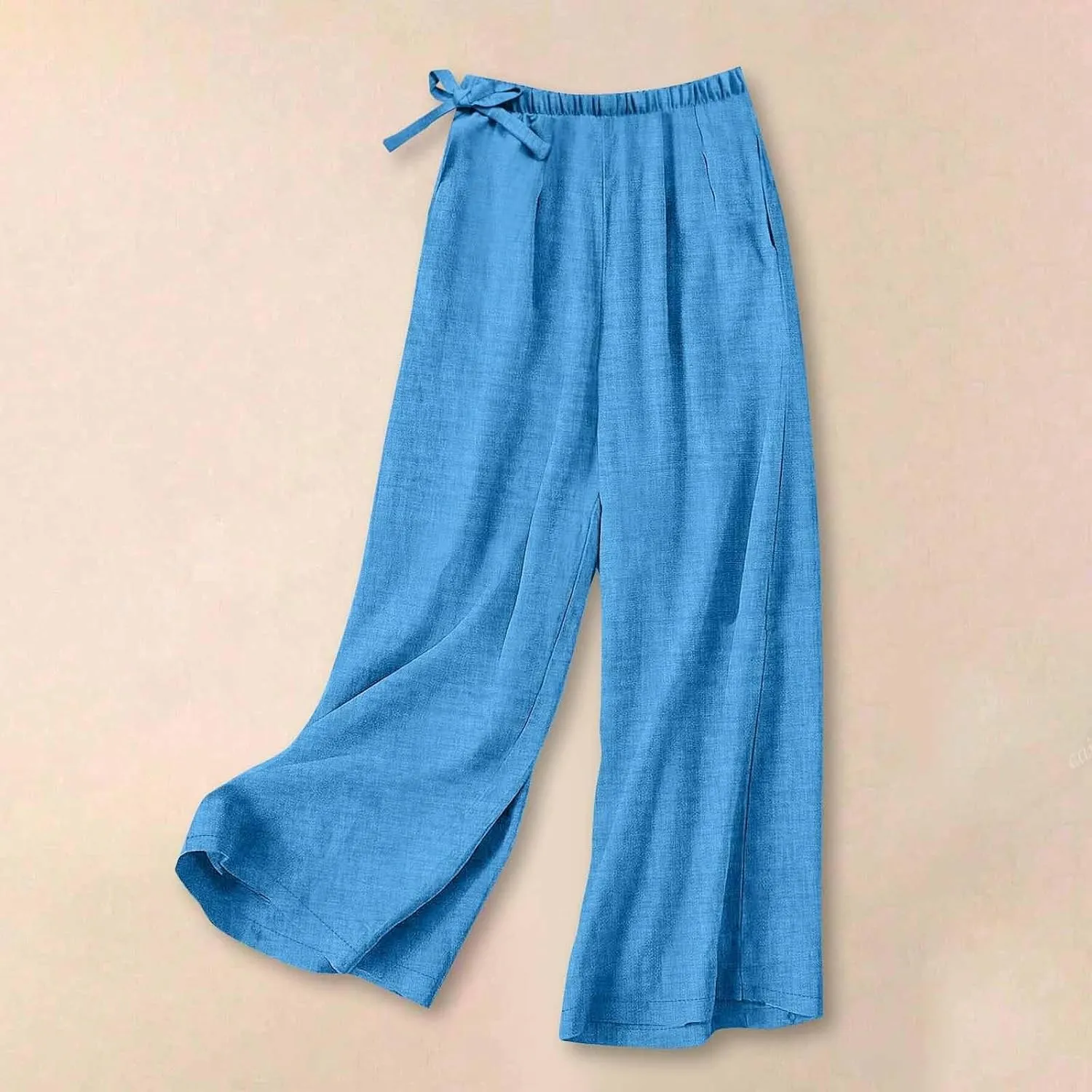 Women Stretchy Waist Wide Leg Pants Elastic Waist Trousers for Everyday Wear All-Day Wear Loose Lounge Pant for Work