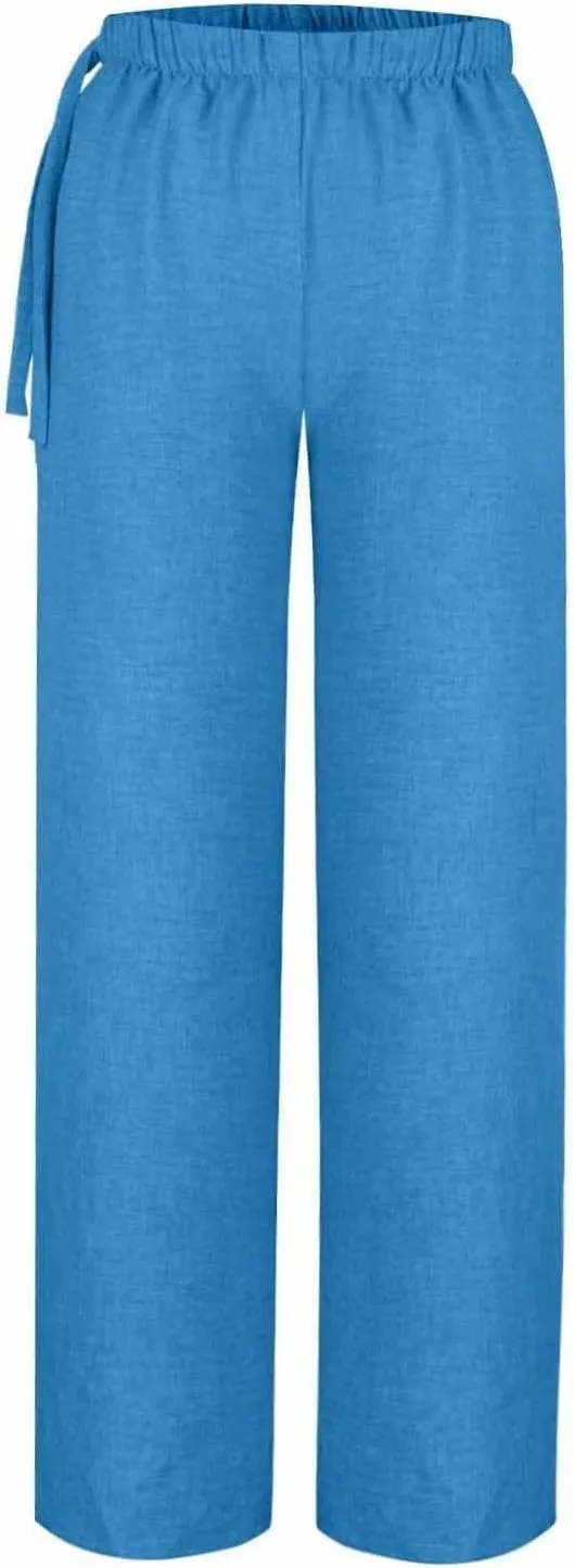 Women Stretchy Waist Wide Leg Pants Elastic Waist Trousers for Everyday Wear All-Day Wear Loose Lounge Pant for Work