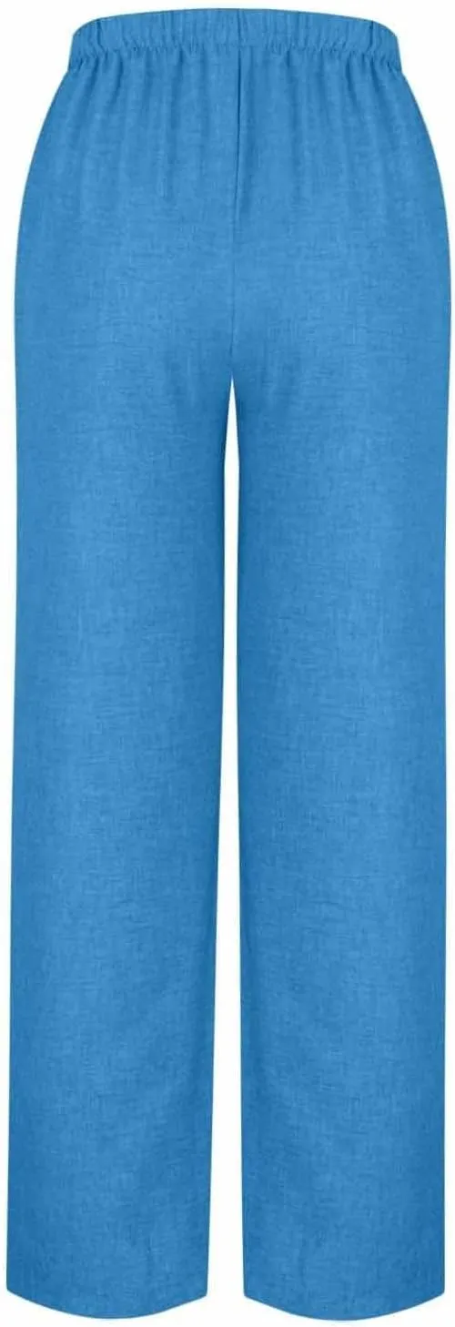 Women Stretchy Waist Wide Leg Pants Elastic Waist Trousers for Everyday Wear All-Day Wear Loose Lounge Pant for Work