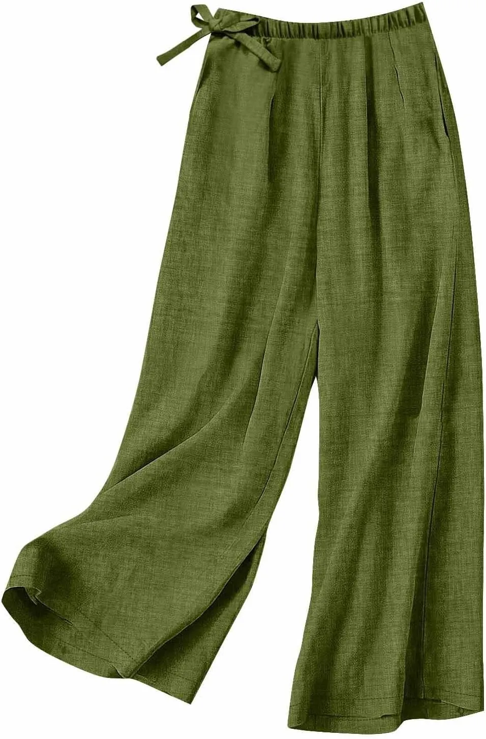 Women Stretchy Waist Wide Leg Pants Elastic Waist Trousers for Everyday Wear All-Day Wear Loose Lounge Pant for Work