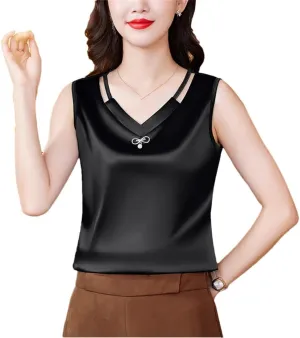 Women Tank Top Spring Summer Hollow Out Camisole V Neck Korean Casual Sleeveless Vest