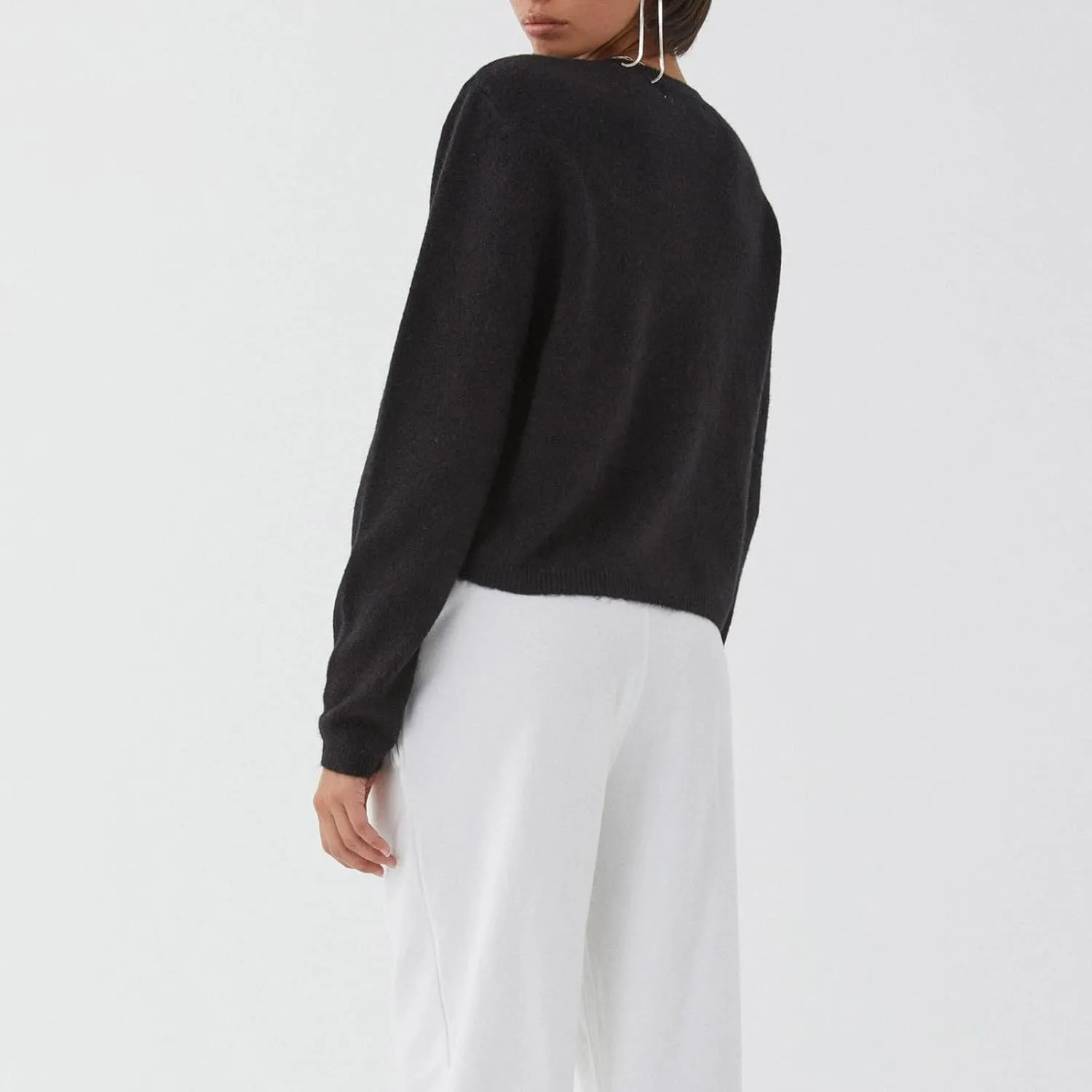 Women Y2k Crop Cardigan Long Sleeve Button Down Sweater Lightweight Solid Color Open Front Cute Knitted Tops