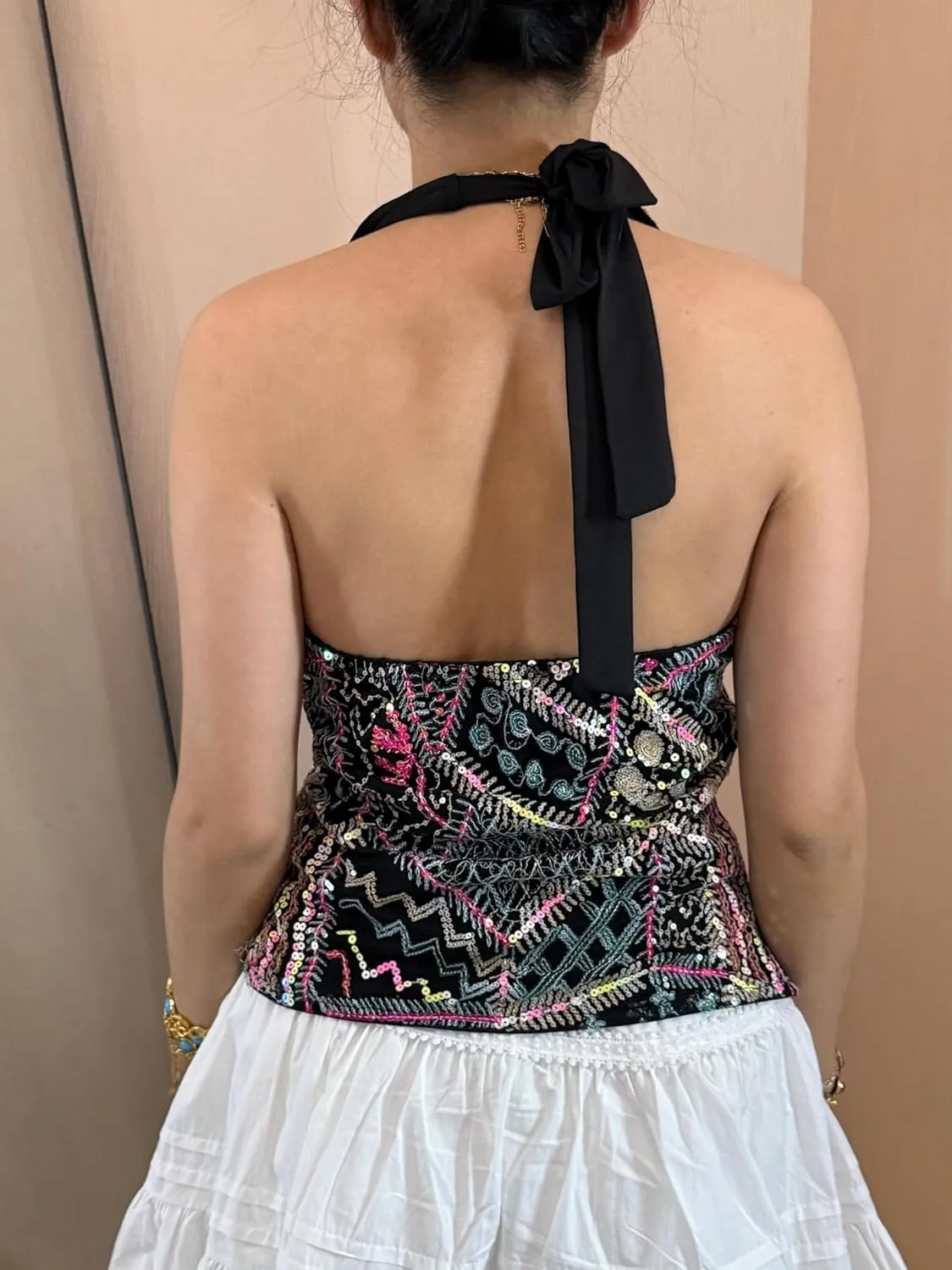 Women Y2k Sequin Tank Top Sparkly Low Cut Cami Top Pearl Sleeveless Crop Top Rhinestone Floral Camisole