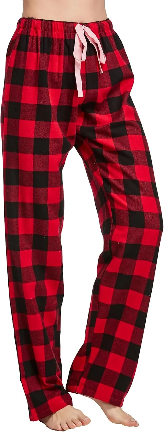 Women's 100% Cotton Super Soft Flannel Plaid Pajama/Lounge Pants