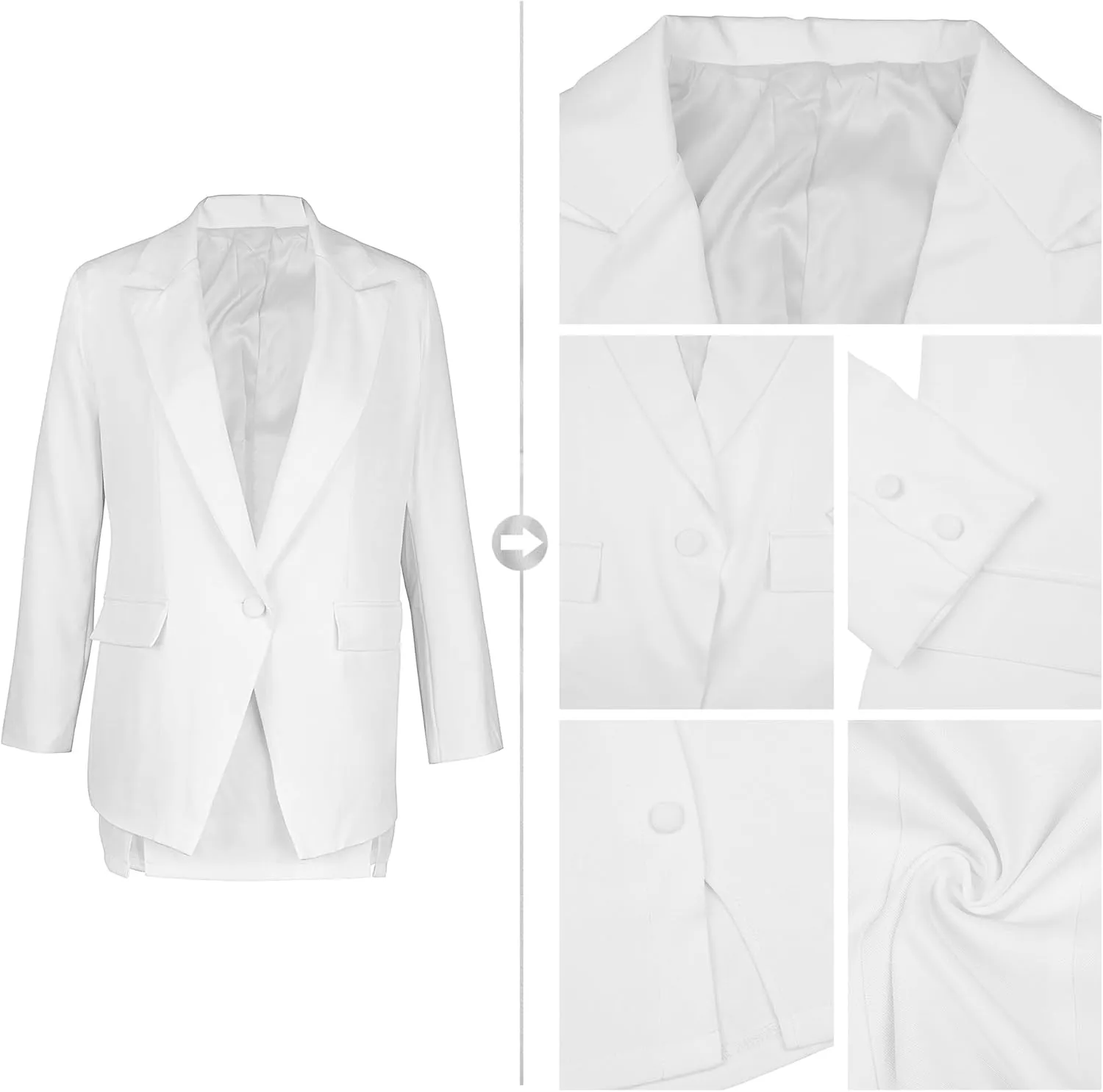 Women's 2 Piece Blazer and Skirt Suits, Open Front Blazer Jackets   Side Slit Mini Skirts