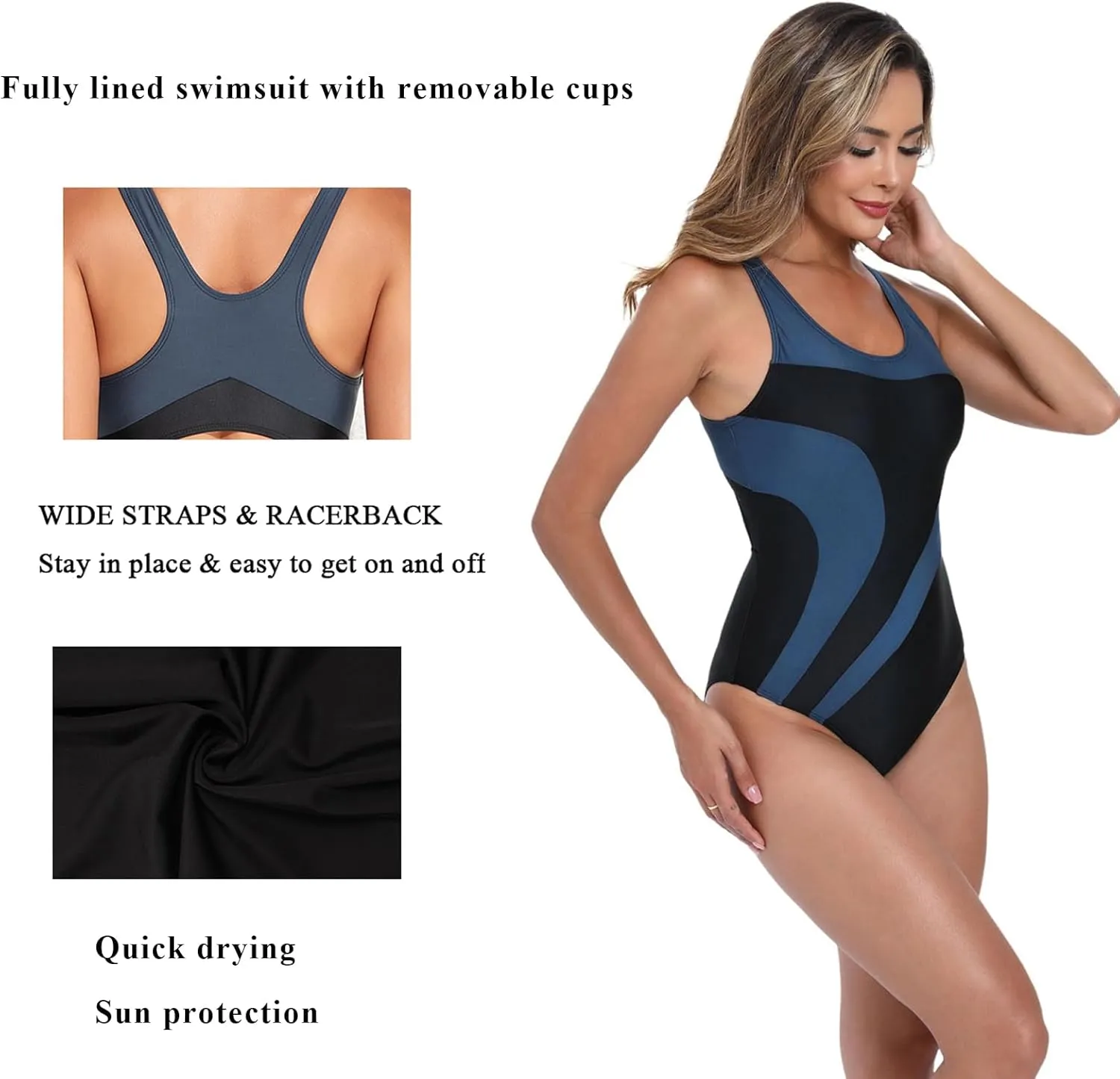 Womens Athletic One Piece Swimsuit Racerback Competitive Training Bathing Suit