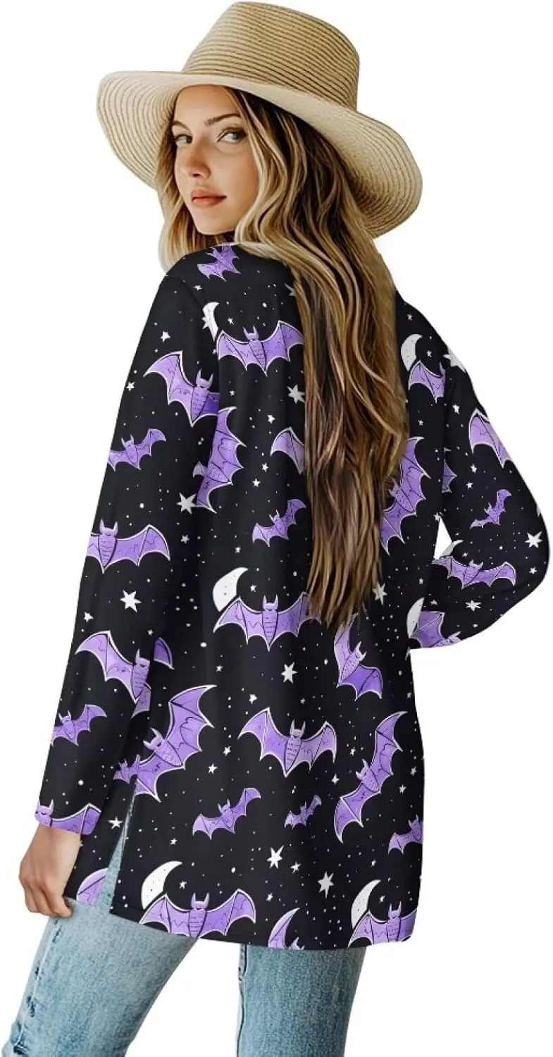 Womens Cardigan Jacket Casual Long Sleeve Coat Loose Lightweight Shirt Jacket Coat Open Front Outerwear with Pockets