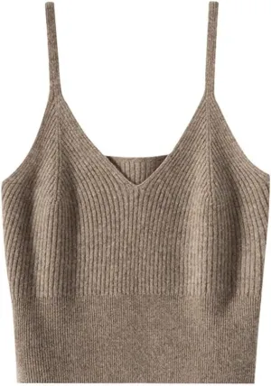 Women's Cashmere Interior with Knitted Base Camisole Vest