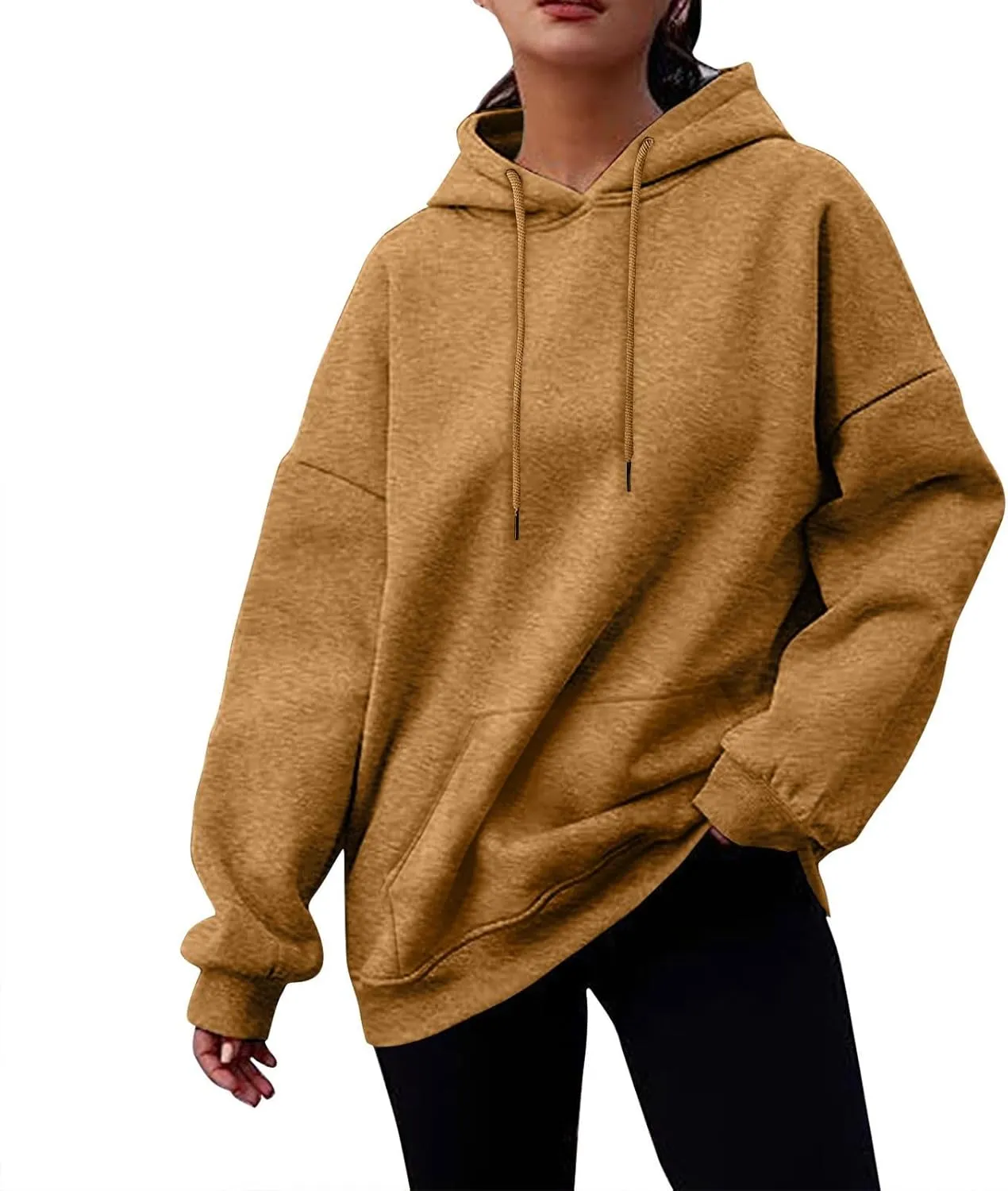 Women's Casual Hoodies Long Sleeve Solid Lightweight Pullover Tops Loose Sweatshirt with Pocket fall outfits