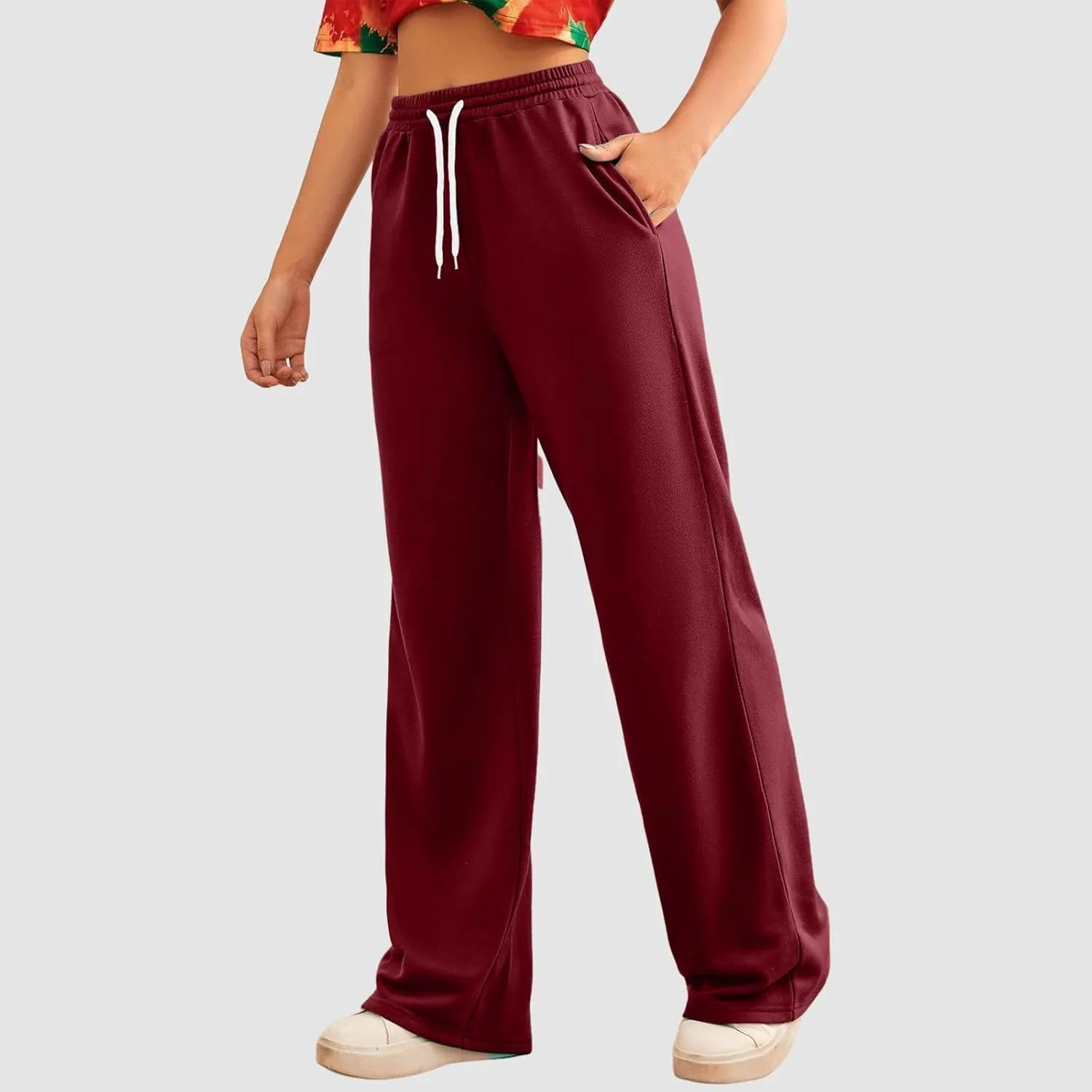 Womens Casual Pants Summer Elastic High Waist Pants Baggy Lightweight Comfy Soft Beach Trousers with Pockets 2025