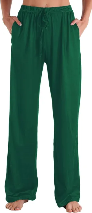 Womens Comfy Lounge Pants Loose Yoga Pant Drawstring Soft Pajama Pants with Pockets Regular and Plus Size
