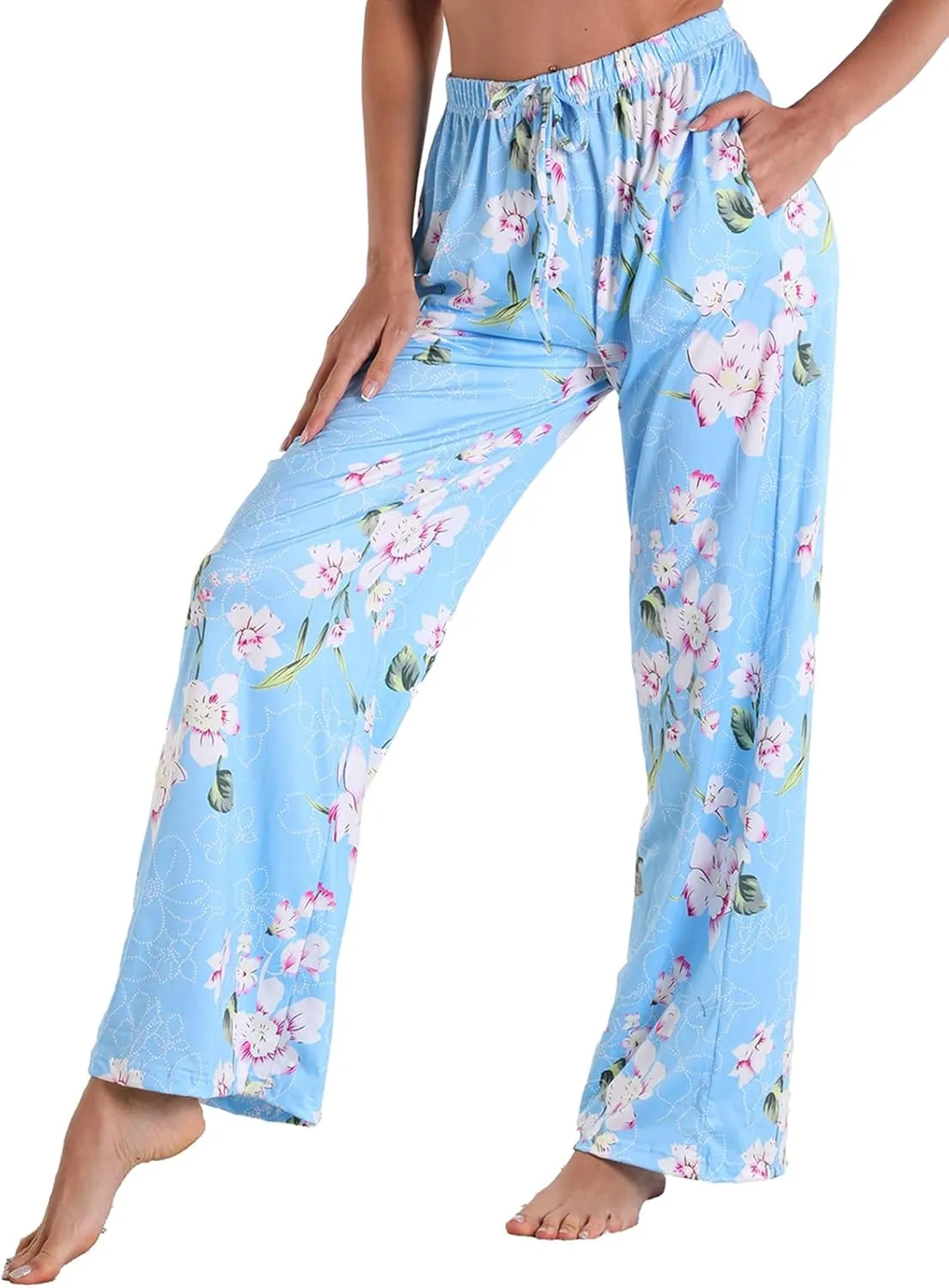 Womens Comfy Lounge Pants Loose Yoga Pant Drawstring Soft Pajama Pants with Pockets Regular and Plus Size