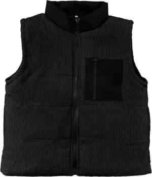Women's Corduroy Puffer Vest Cropped Stand Collar Zip Up Color Block Vests Warm Gilet Jacket Outerwear with Pocket