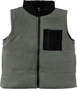 Women's Corduroy Puffer Vest Cropped Stand Collar Zip Up Color Block Vests Warm Gilet Jacket Outerwear with Pocket
